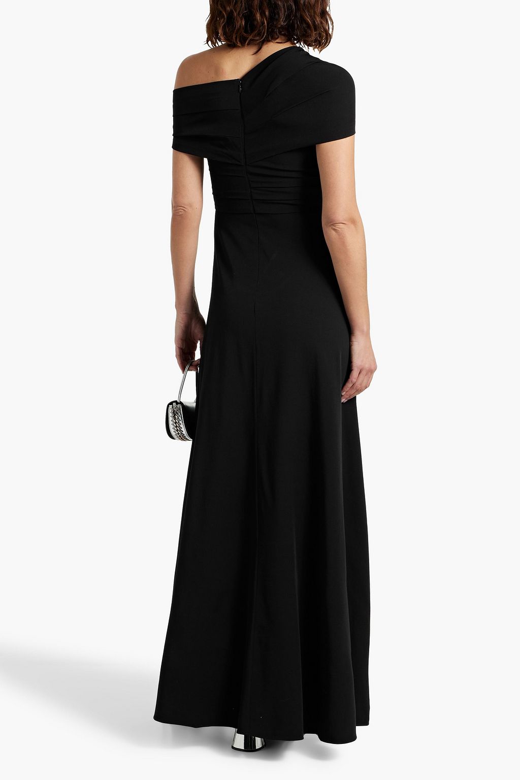 CO One-shoulder pleated crepe maxi dress