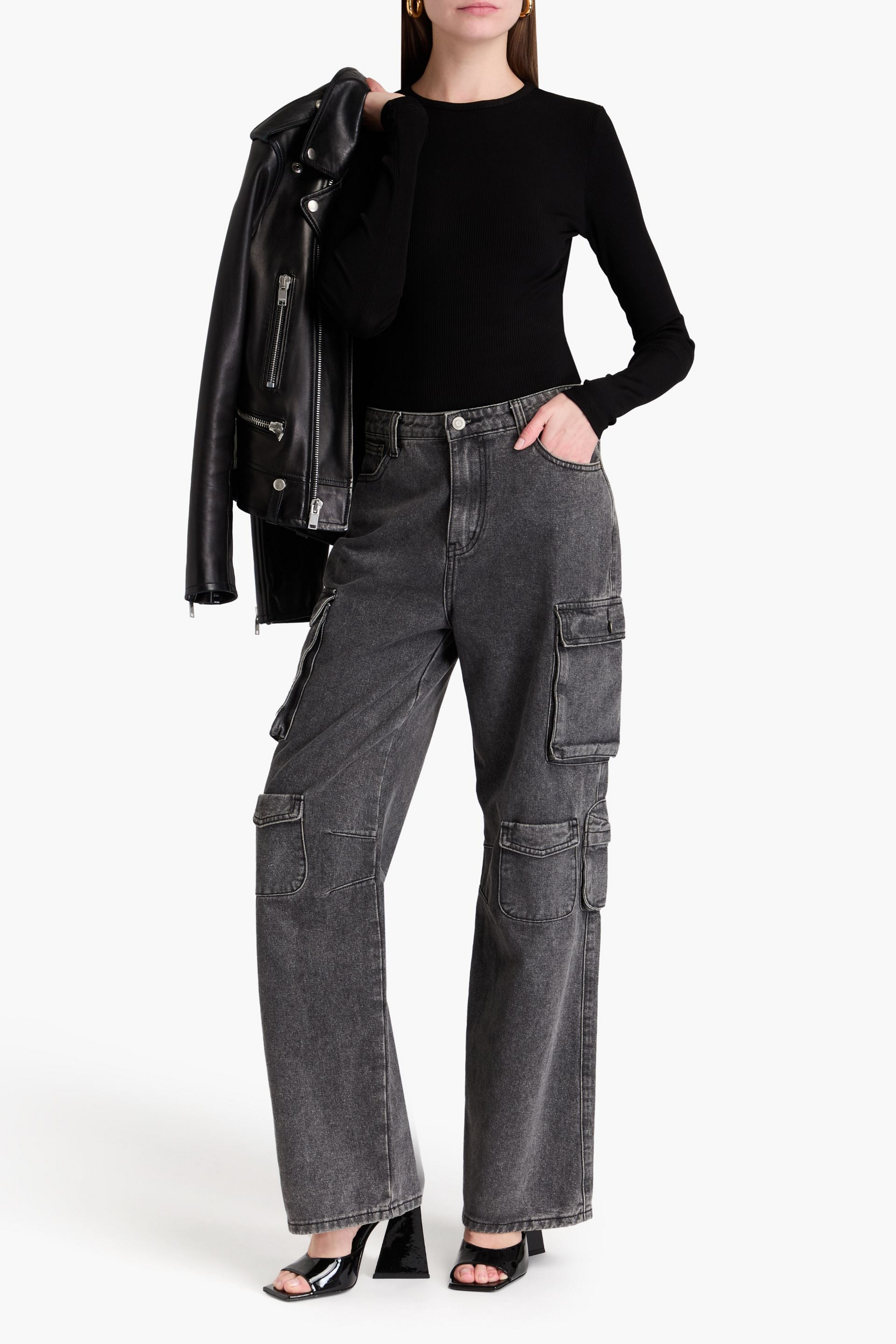 GOLDSIGN Jigsaw cutout ribbed-jersey bodysuit