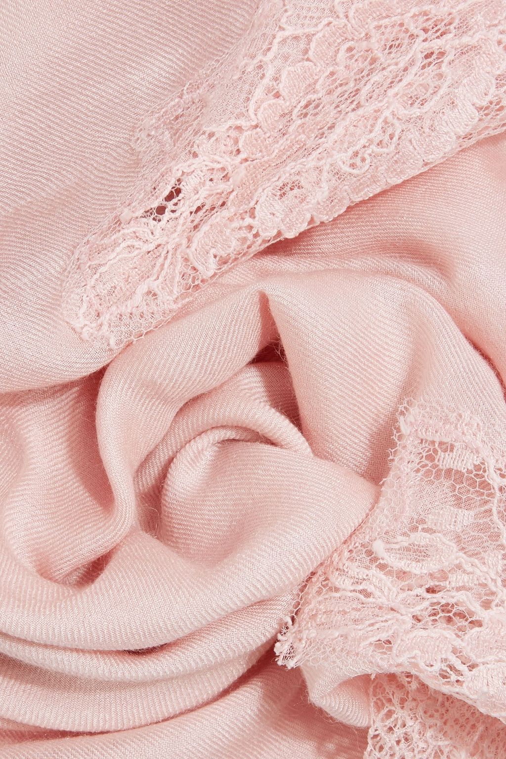 VALENTINO GARAVANI Lace-trimmed modal and cashmere-blend scarf