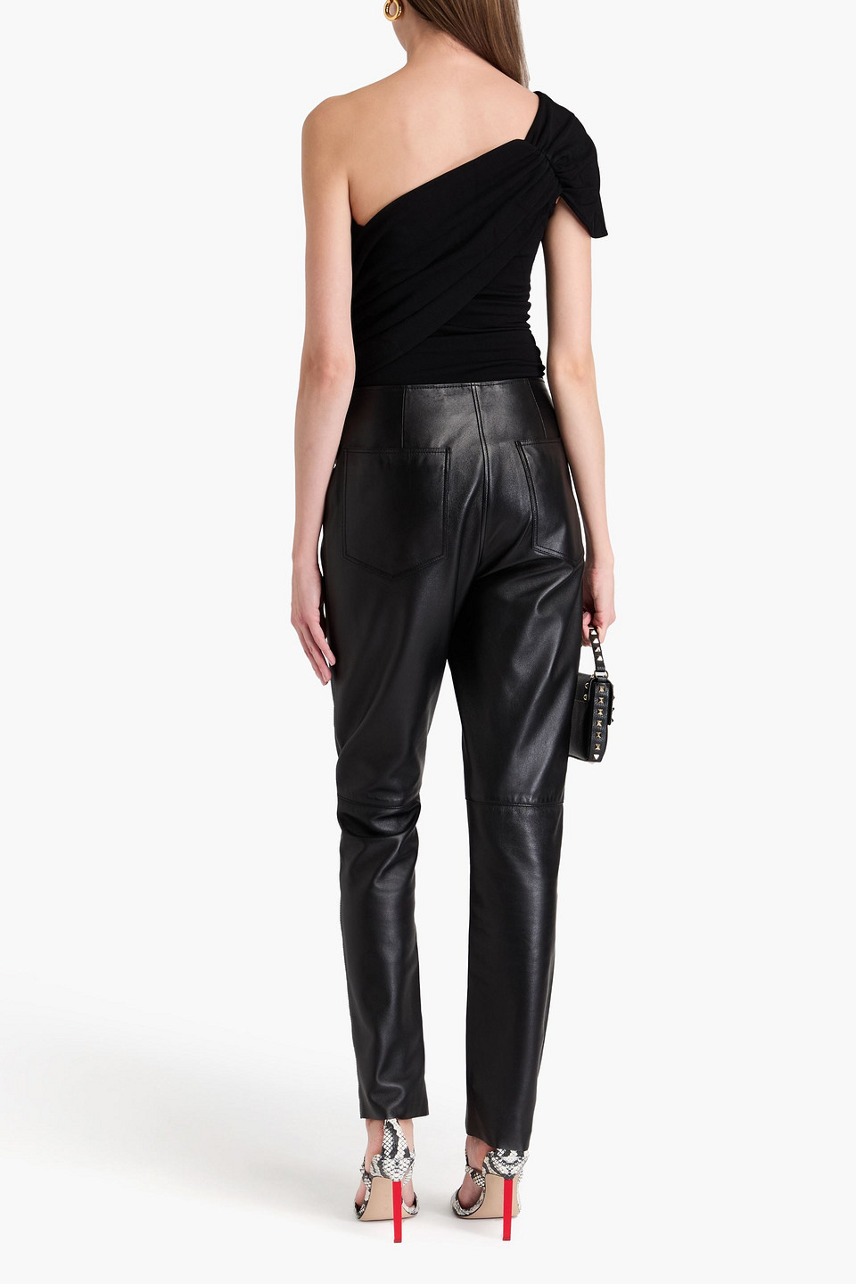 GOLDSIGN THE RIZA ONE-SHOULDER RUCHED STRETCH-KNIT BODYSUIT