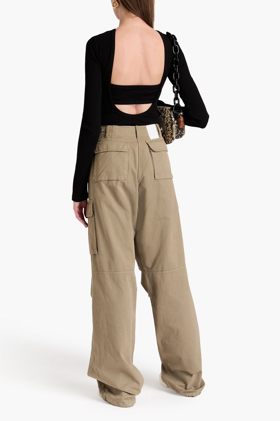 GOLDSIGN CUTOUT RIBBED-JERSEY BODYSUIT