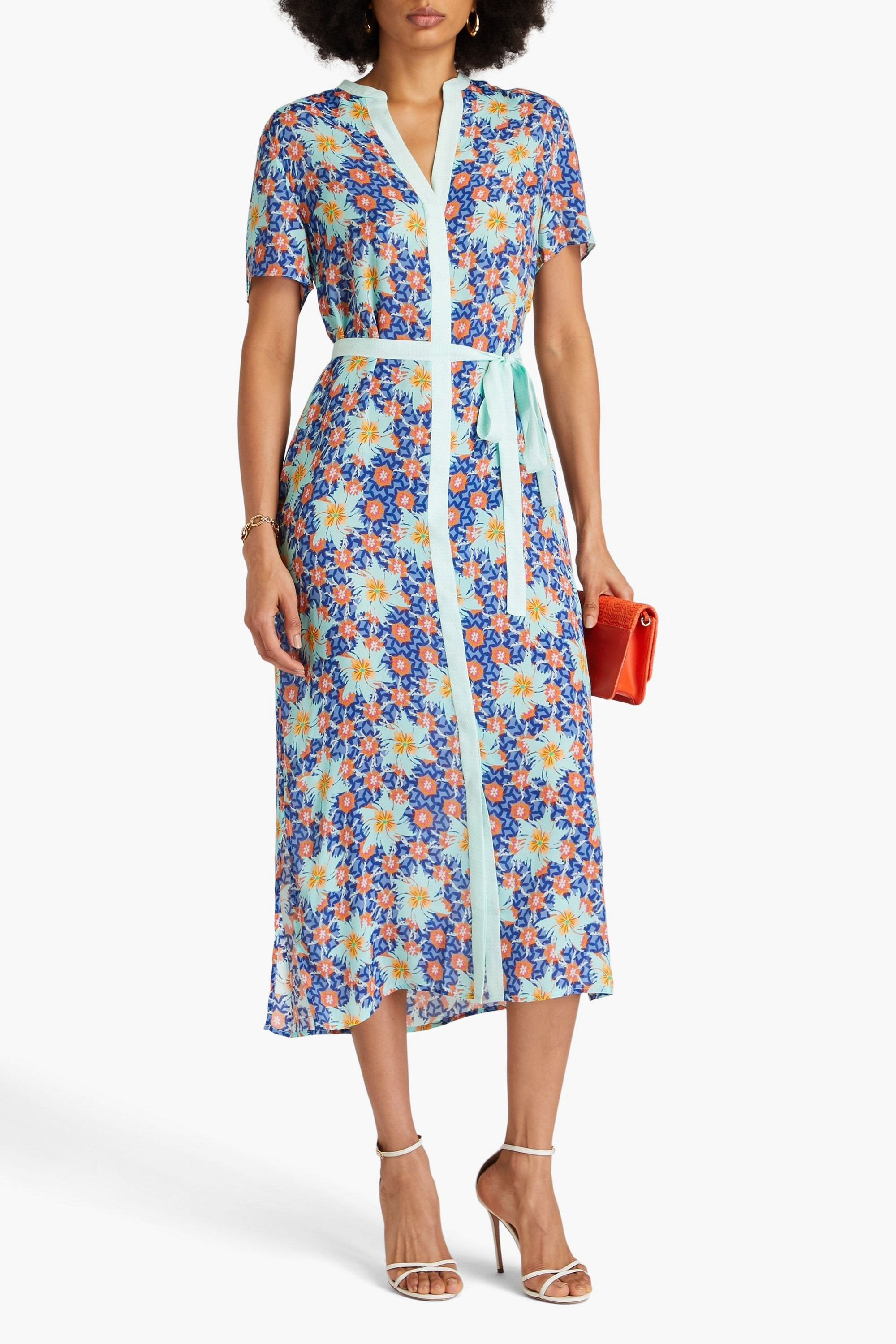 Saloni Vicki printed crepe de chine midi dress