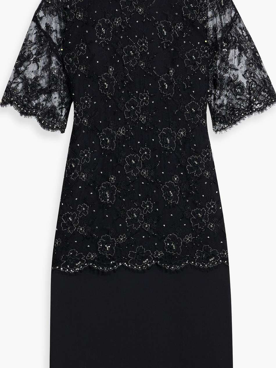 embellished wool-blend crepe midi dress