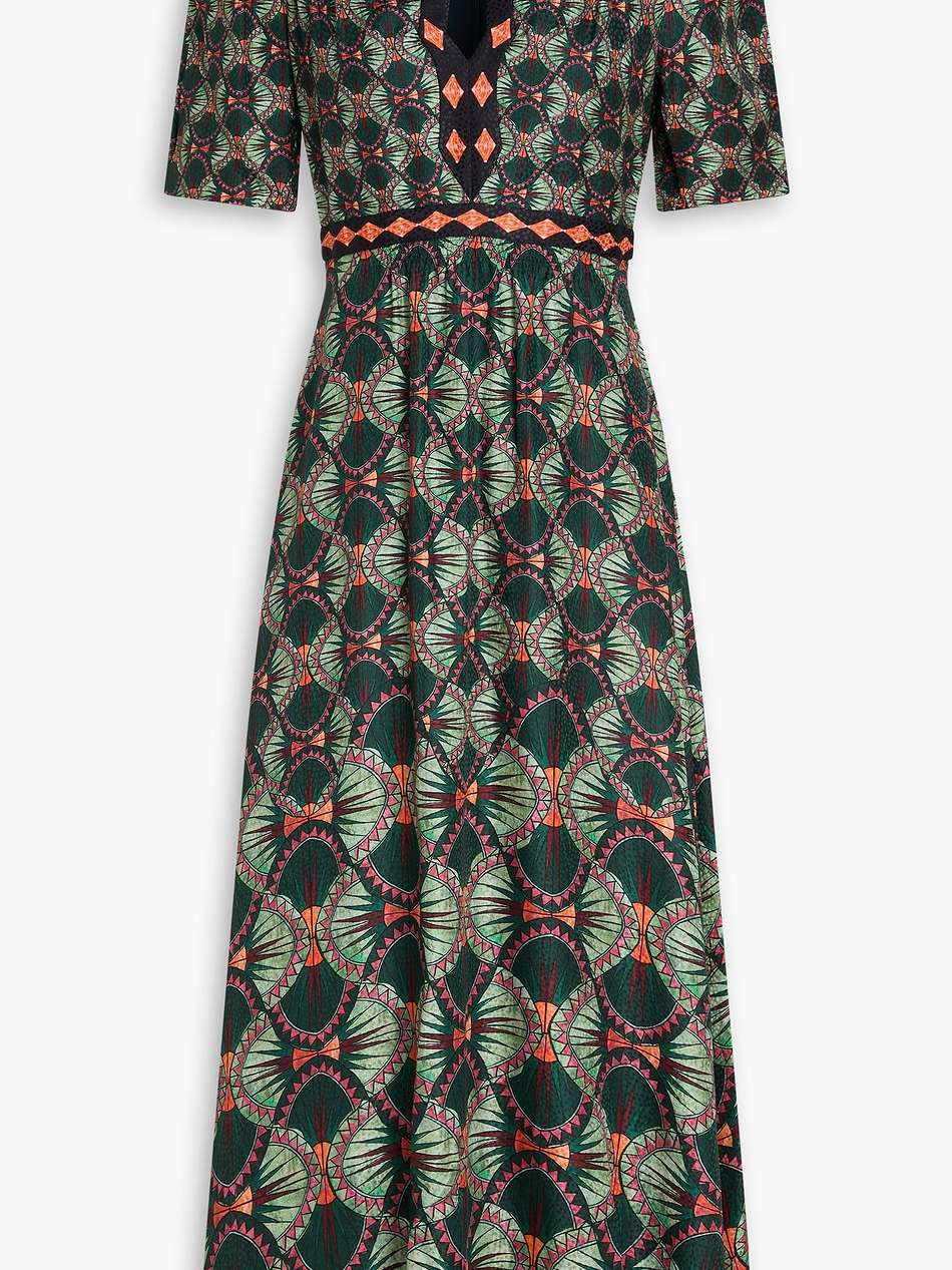 tabitha printed silk-jacquard midi dress