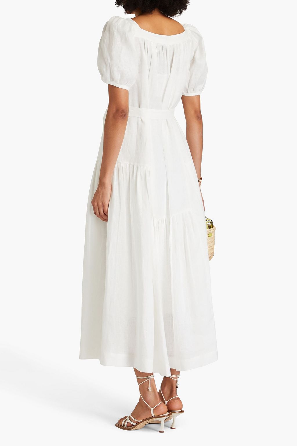 SALONI Yashi tiered linen maxi dress