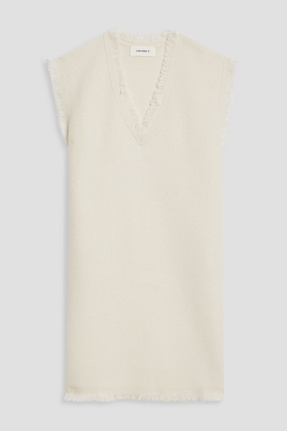 Lisa Yang Lola Fringed Cashmere Mini Dress In Cream