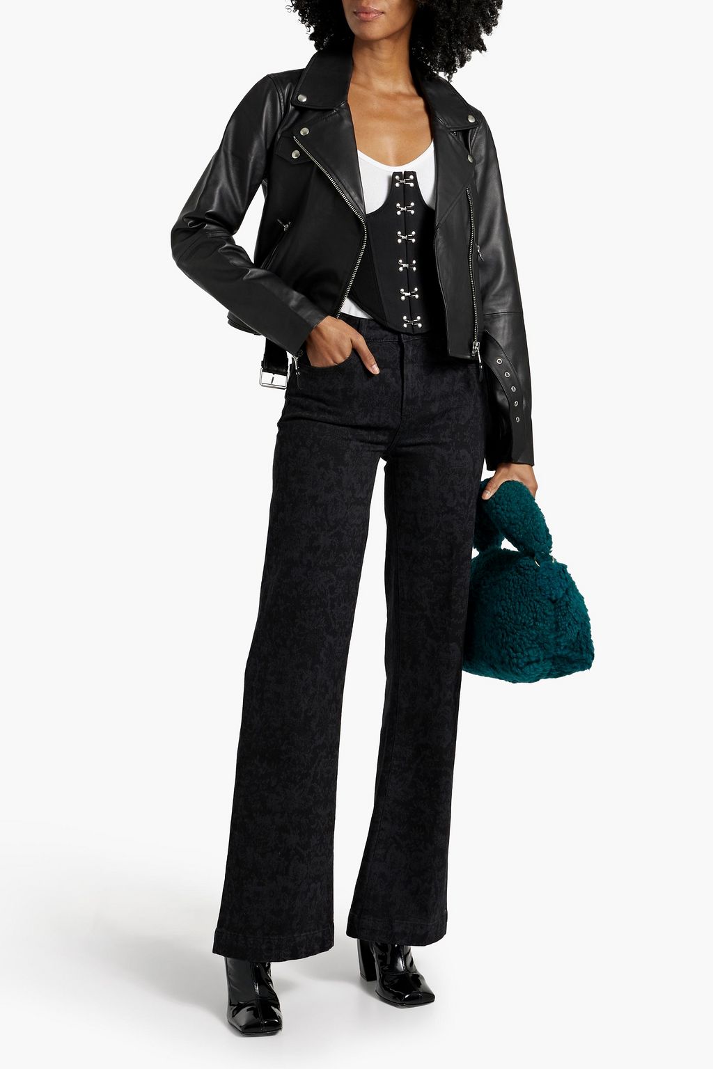 PAIGE Leenah printed high-rise wide-leg jeans