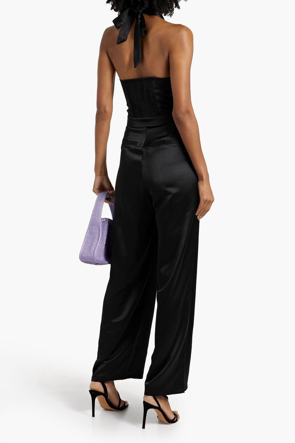 PAIGE Almara pleated satin wide-leg jumpsuit