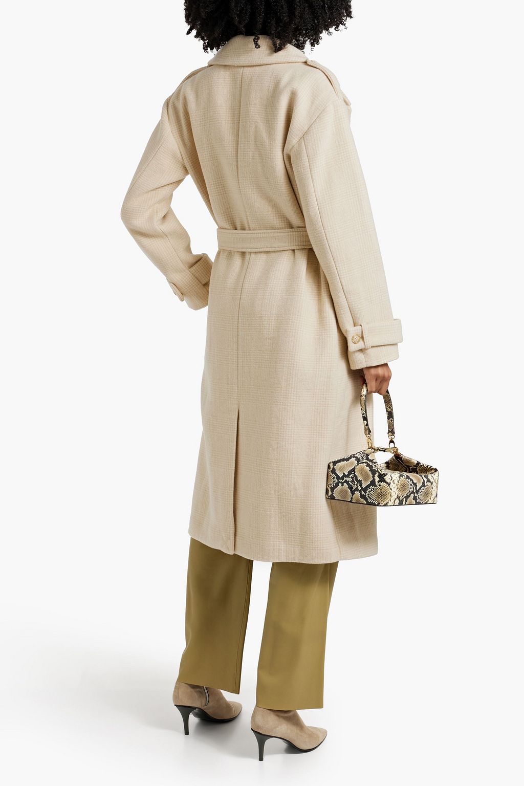 PAIGE Derenne belted Prince of Wales checked wool-blend coat