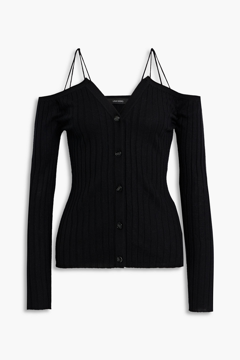 Lisa Yang Clarissa Cold-shoulder Ribbed Cashmere Top In Black