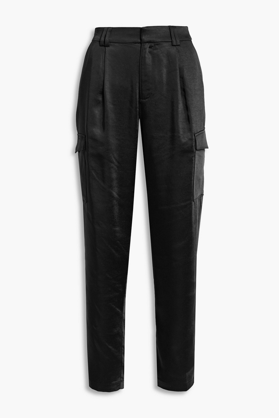Paige Satin Cargo Pants In Black