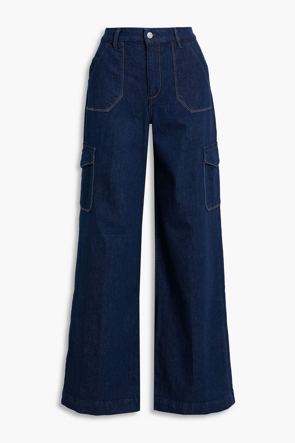 Paige Harper High-rise Cargo Jeans In Dark Denim