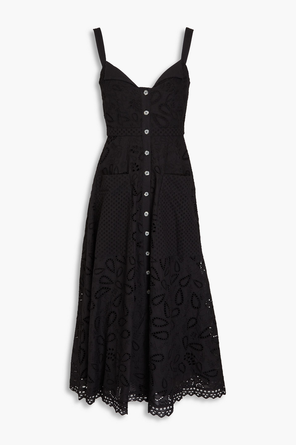 Saloni Fara Tiered Floral-print Cotton Maxi Dress In Black