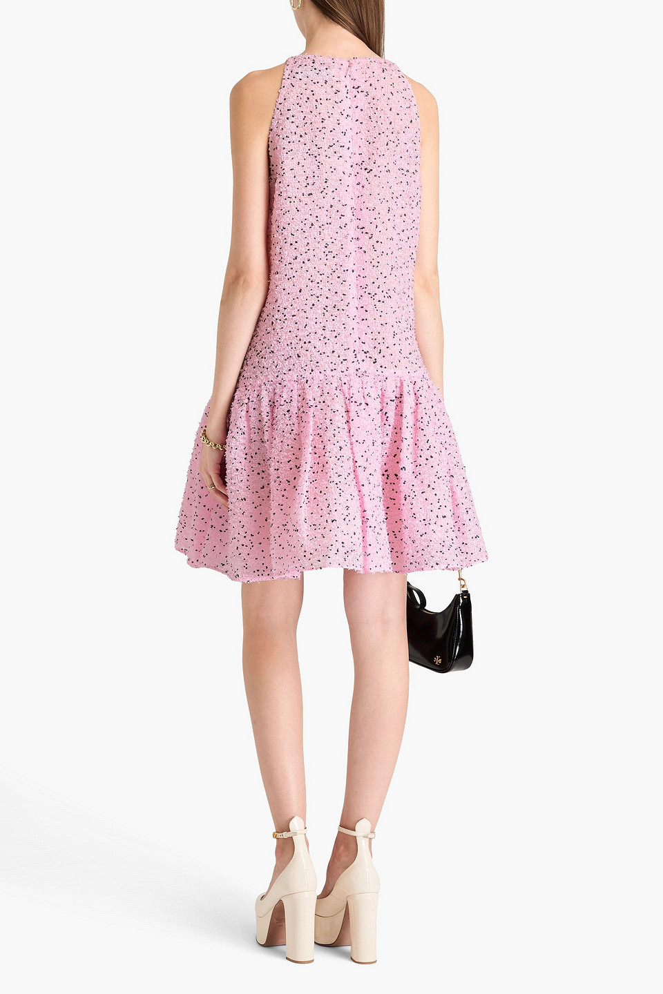Shop Oscar De La Renta Gathered Fil Coupé Organza Mini Dress In Baby Pink