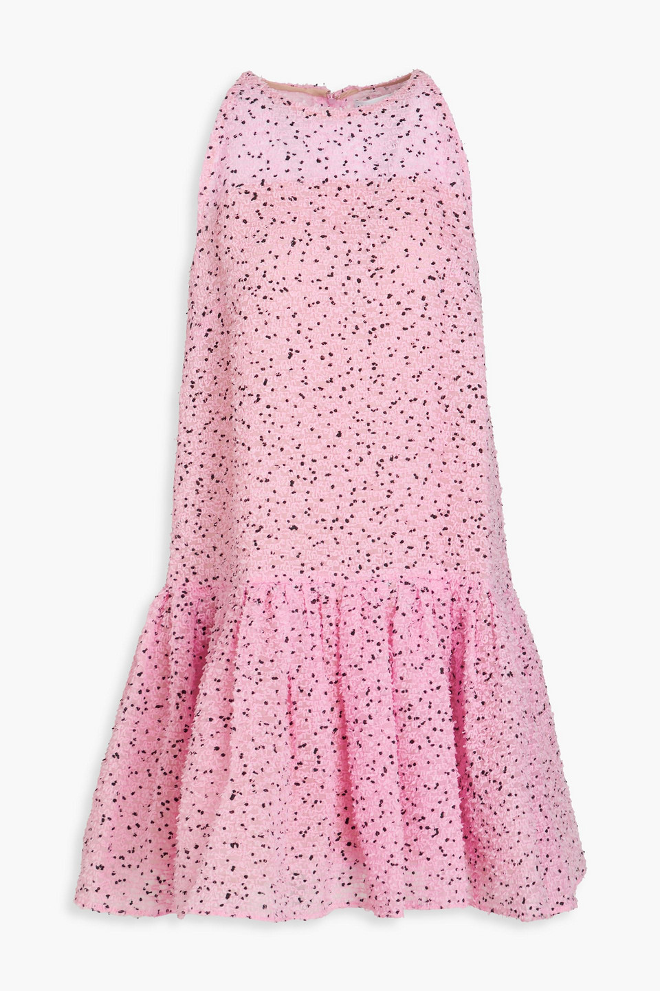 Shop Oscar De La Renta Gathered Fil Coupé Organza Mini Dress In Baby Pink