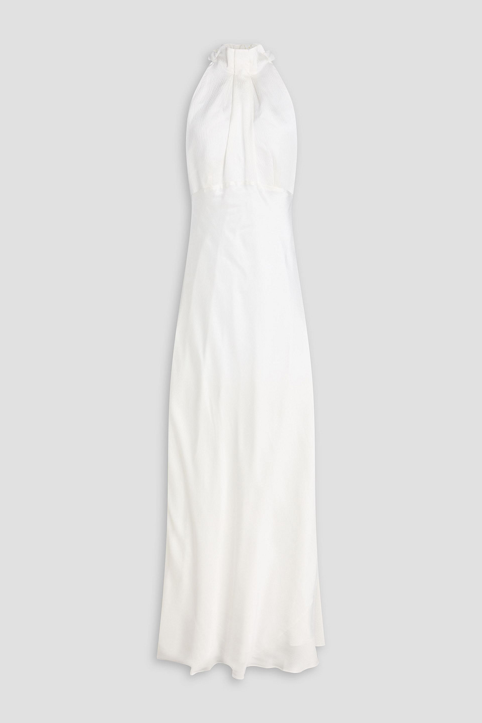 Saloni Michelle Hammered Silk-satin Halterneck Maxi Dress In White