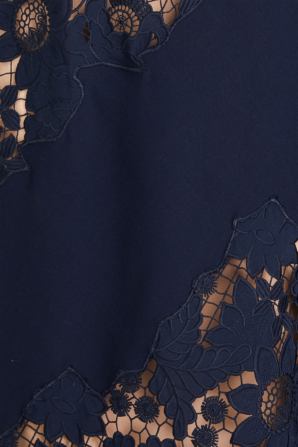 OSCAR DE LA RENTA CUTOUT GUIPURE LACE-PANELED WOOL-BLEND MAXI DRESS