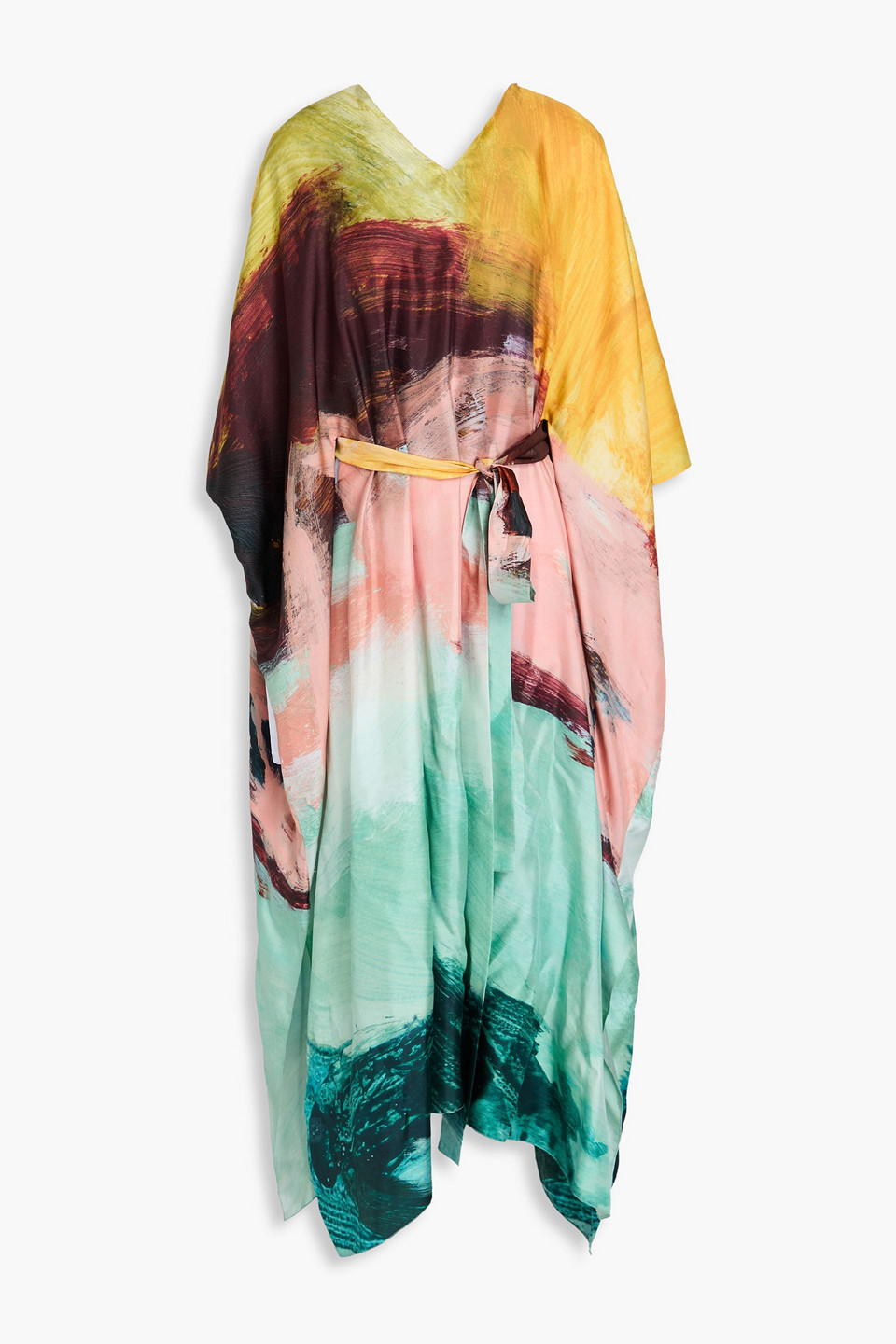 Oscar De La Renta Printed Silk Satin-twill Kaftan In Bunt