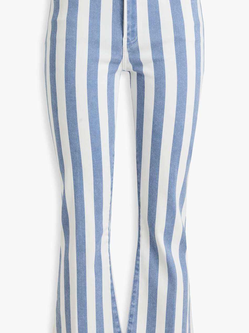 le crop mini boot striped high-rise bootcut jeans
