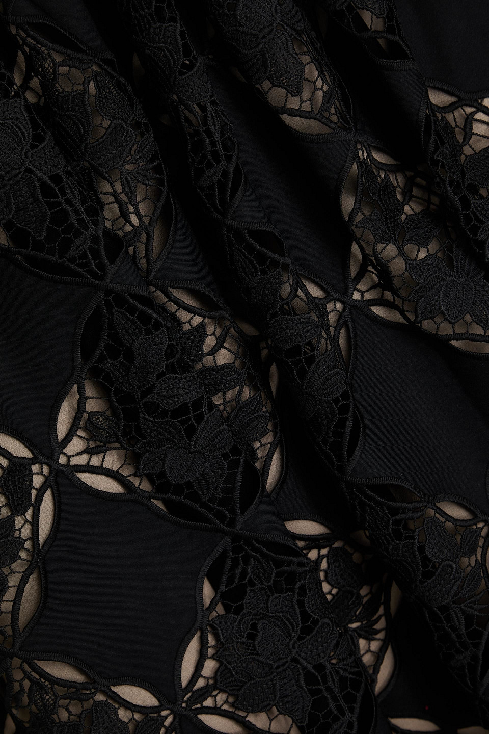 Shop Oscar De La Renta Guipure Lace Midi Skirt In Black