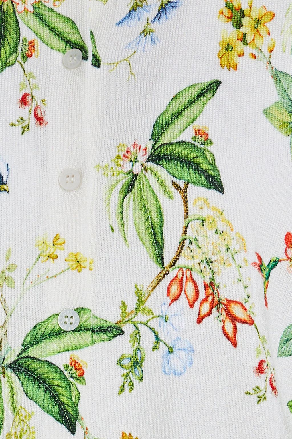 OSCAR DE LA RENTA コットン混 カーディガン フローラルプリント