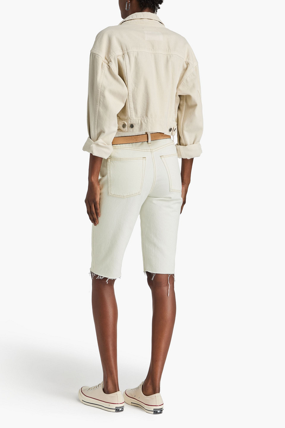 Shop Frame Denim Shorts In Ivory