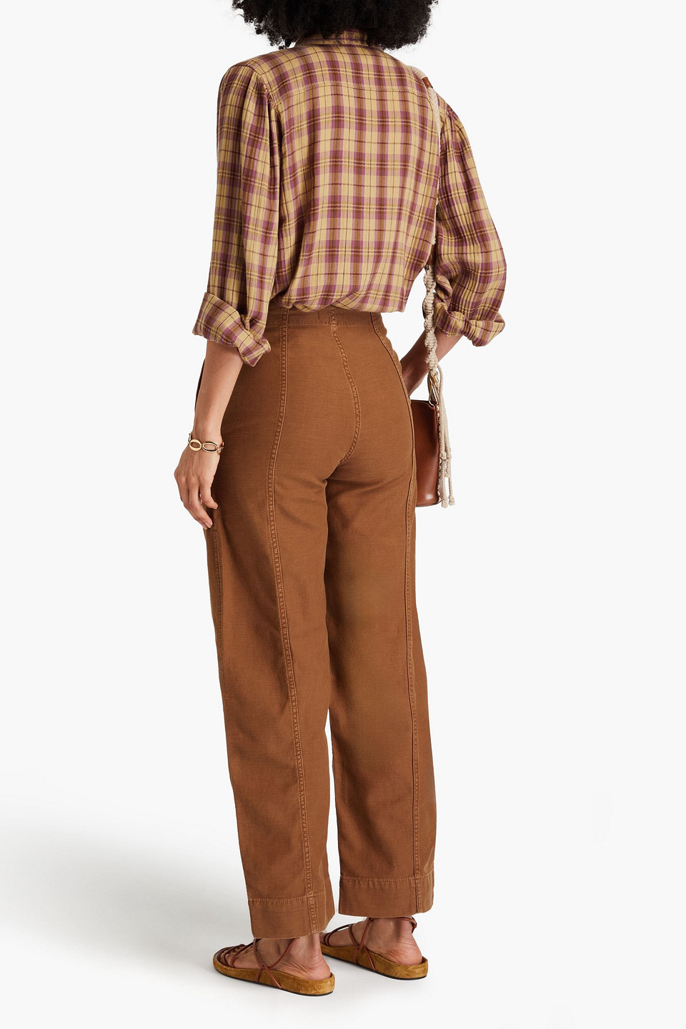 FRAME UTILITY BARREL COTTON-CANVAS WIDE-LEG PANTS