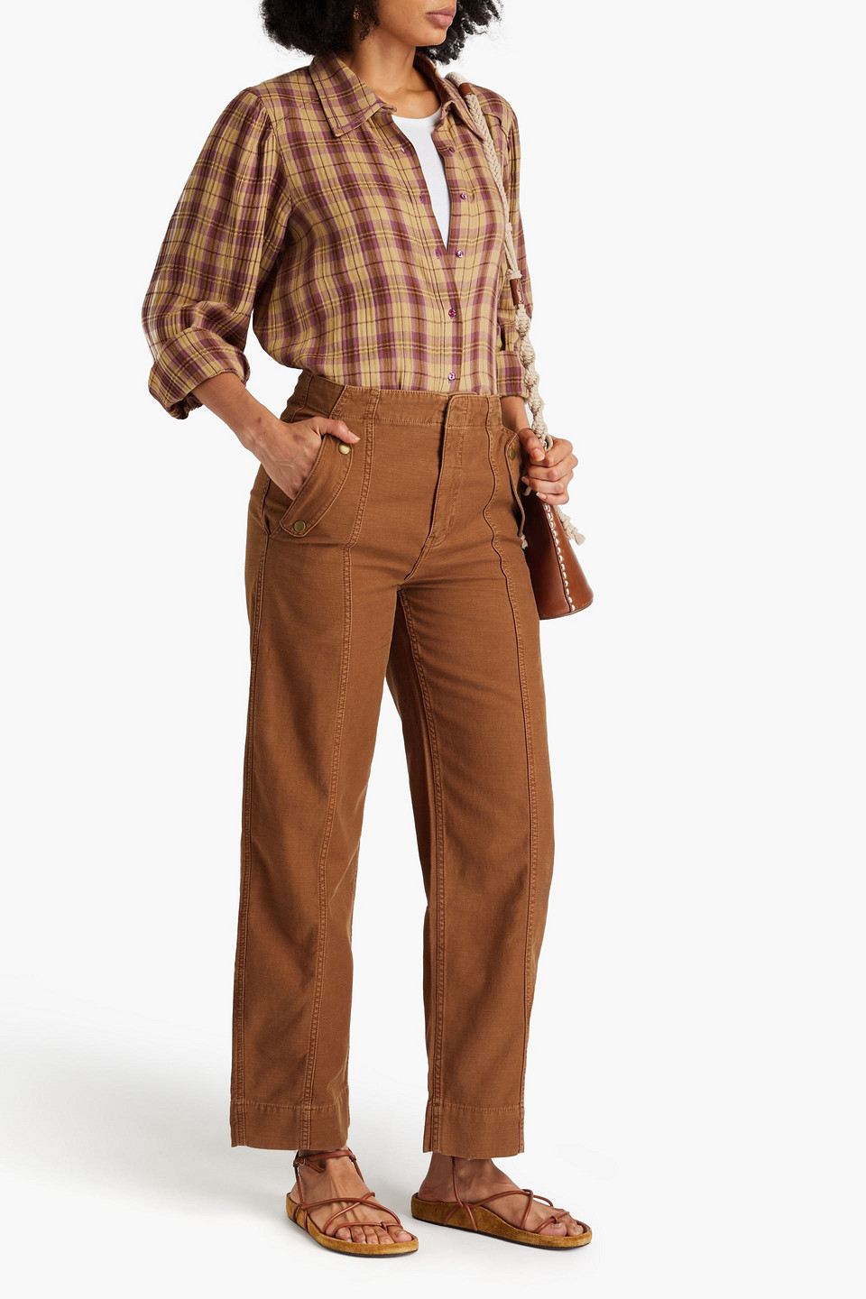 FRAME UTILITY BARREL COTTON-CANVAS WIDE-LEG PANTS