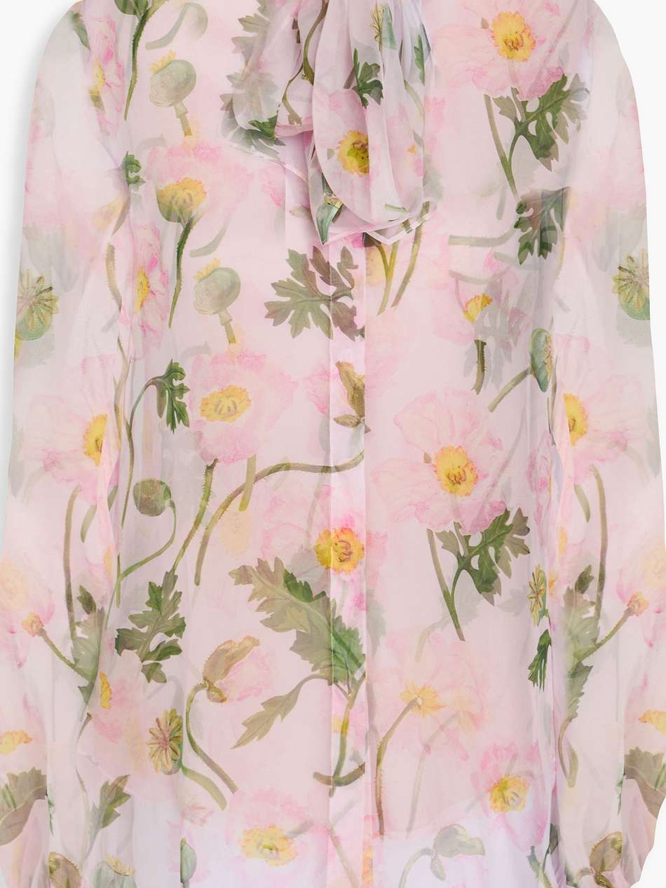 pussy-bow floral-print silk-chiffon blouse