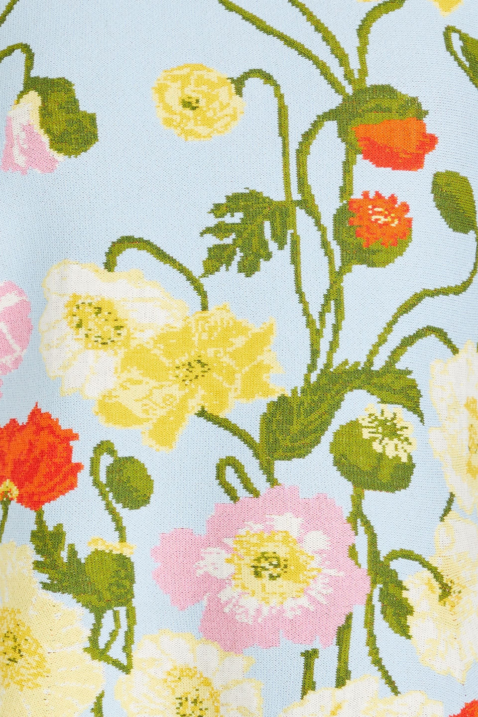 Oscar De La Renta Painted Poppies-jacquard Minidress In Bleu