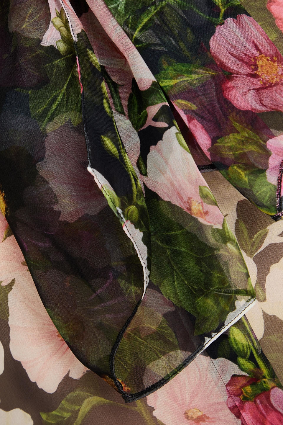 Oscar De La Renta Hollyhock Tie-neck Chiffon Blouse In Pink