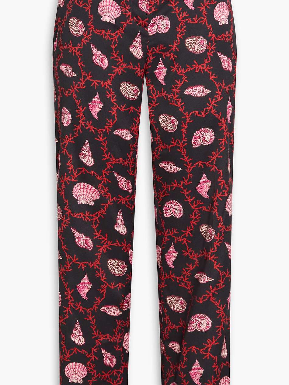capri flute printed stretch-silk twill kick-flare pants