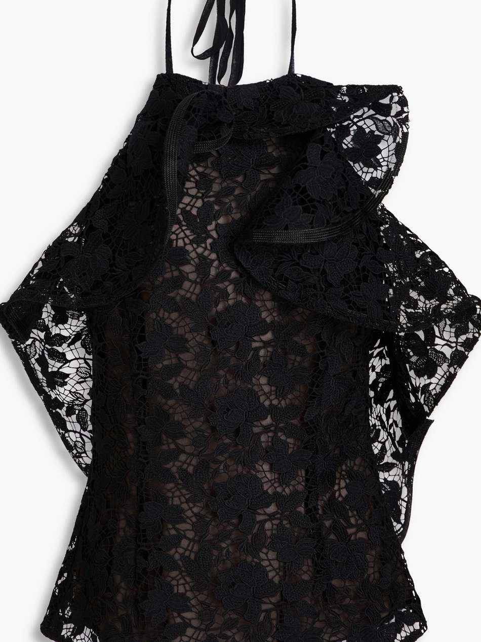 ruffled guipure lace halterneck top