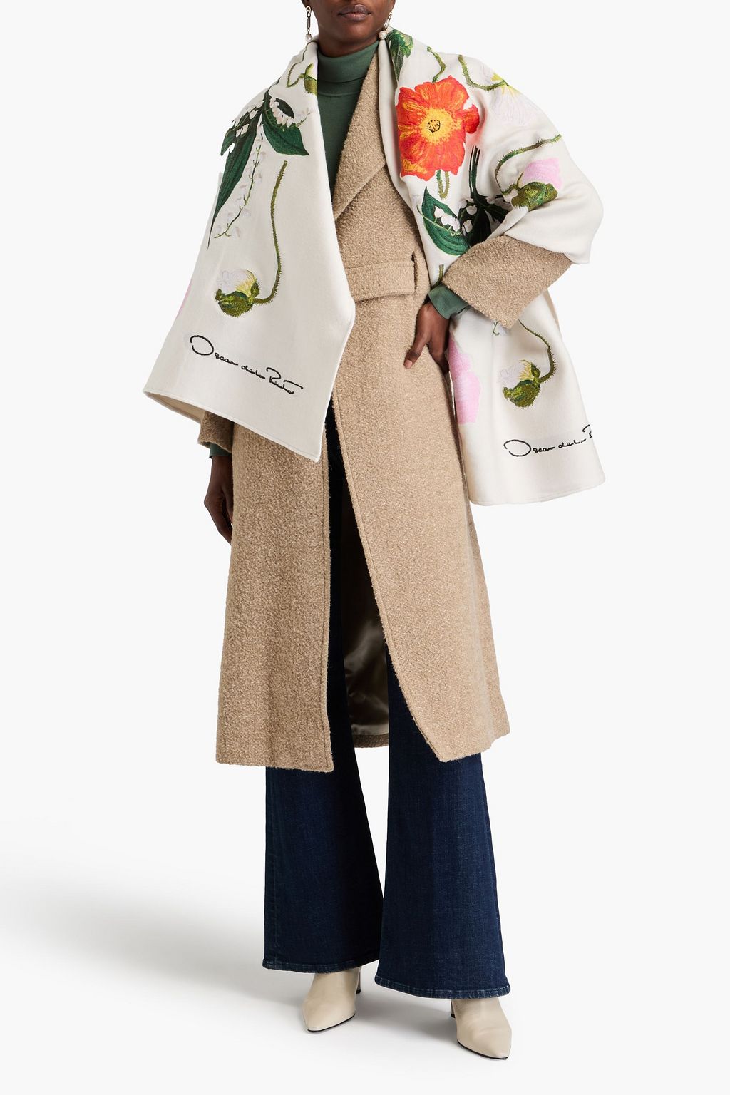 OSCAR DE LA RENTA 자카드 니트 울 혼방 스톨