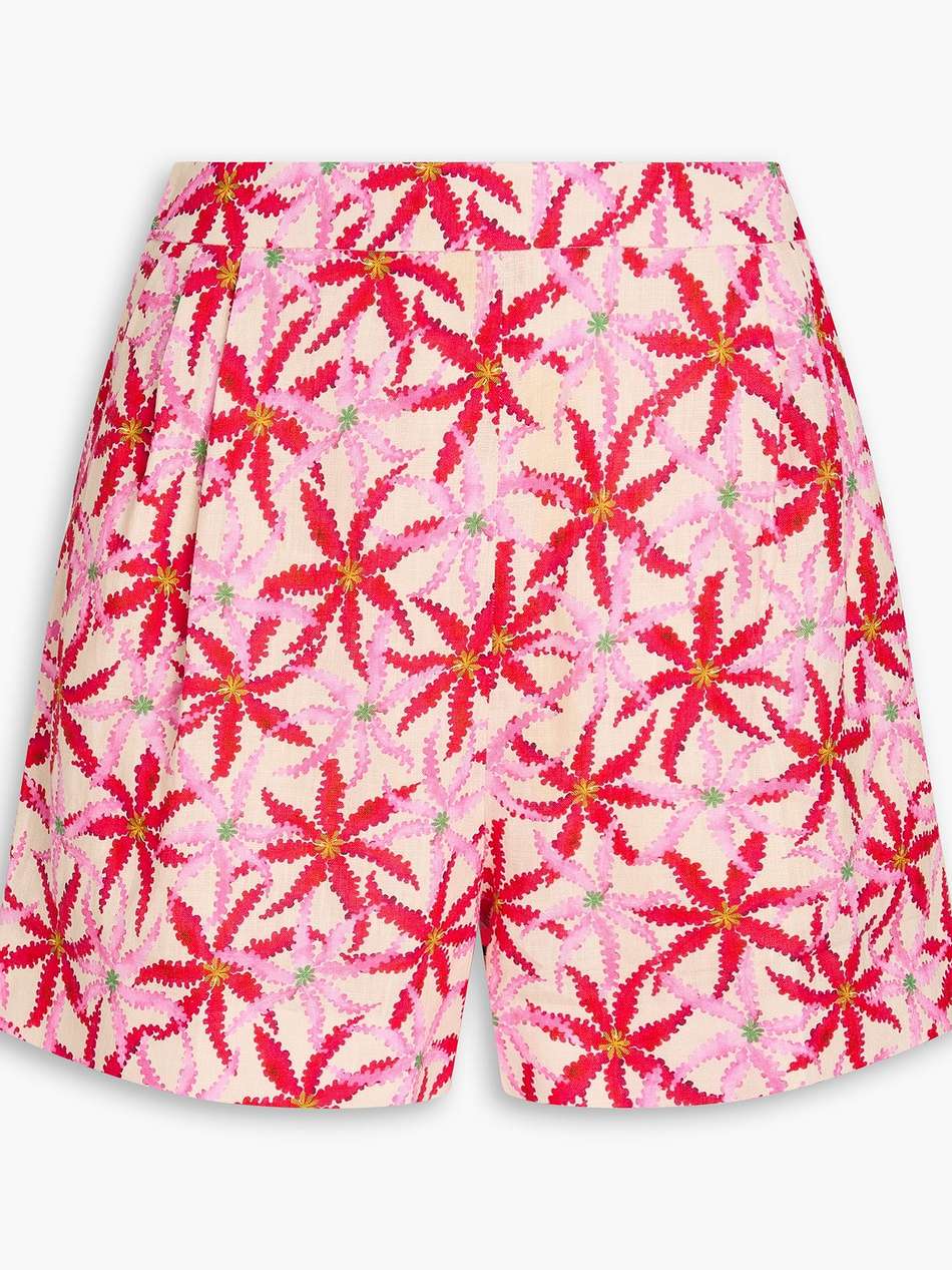 printed linen shorts
