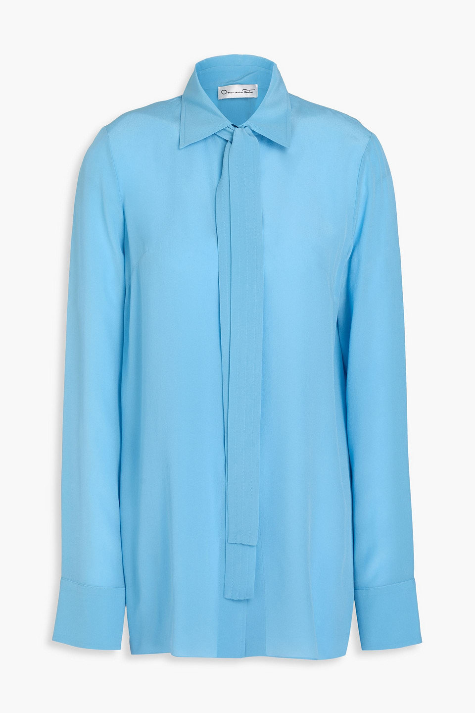 Oscar De La Renta Silk Crepe De Chine Blouse In Bleu