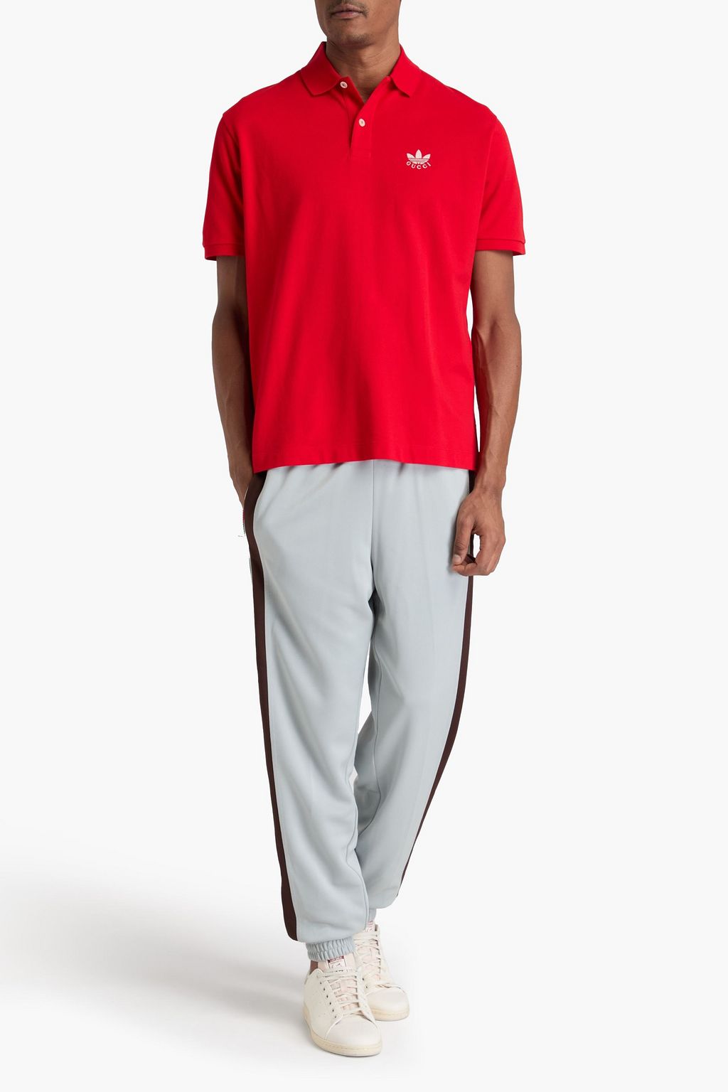 ADIDAS X GUCCI Embroidered cotton-piqué polo shirt