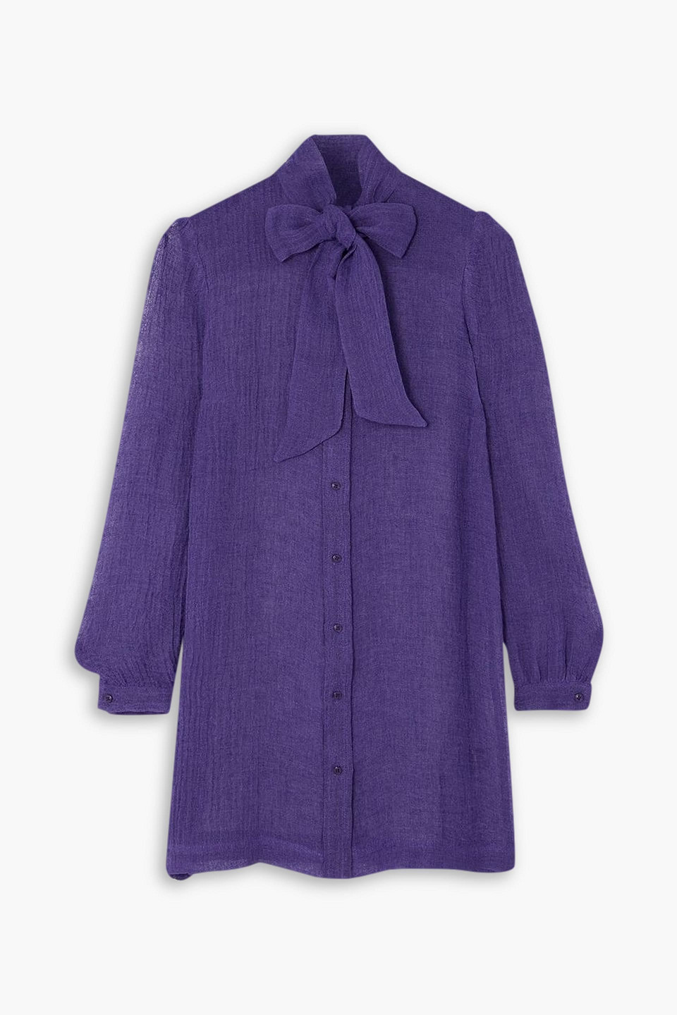 lisa marie fernandez - bow-detailed linen-blend gauze dress - purple - 0