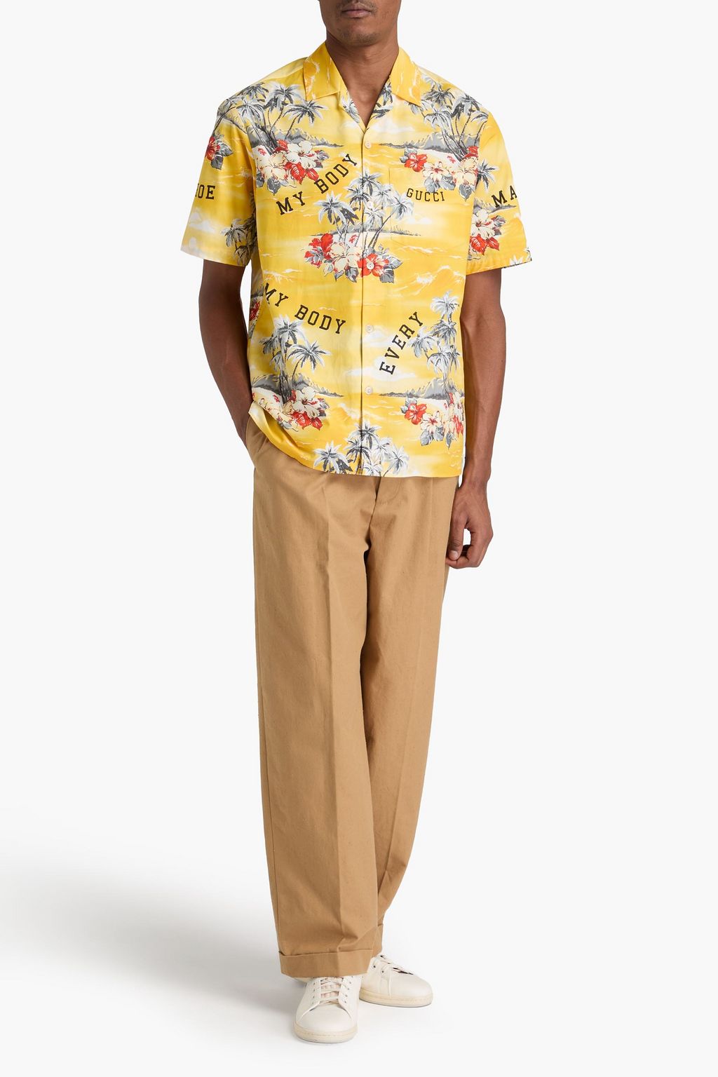 GUCCI Printed cotton-poplin shirt
