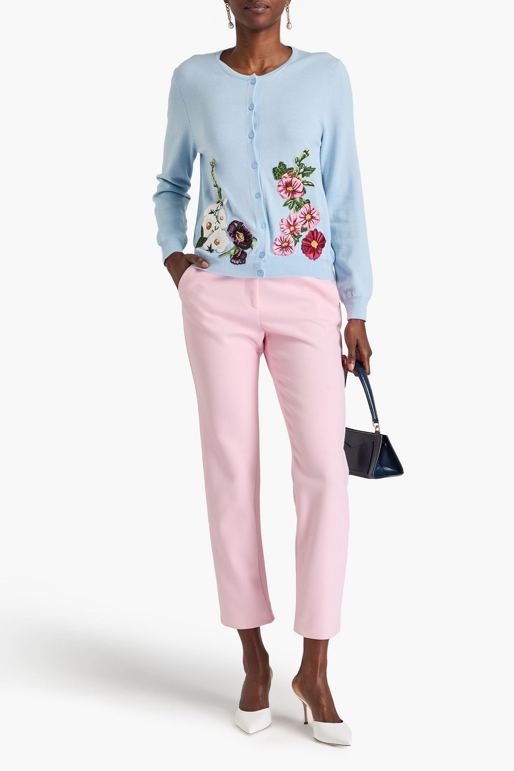 OSCAR DE LA RENTA كارديغان من الصوف بتصميم مطرّز