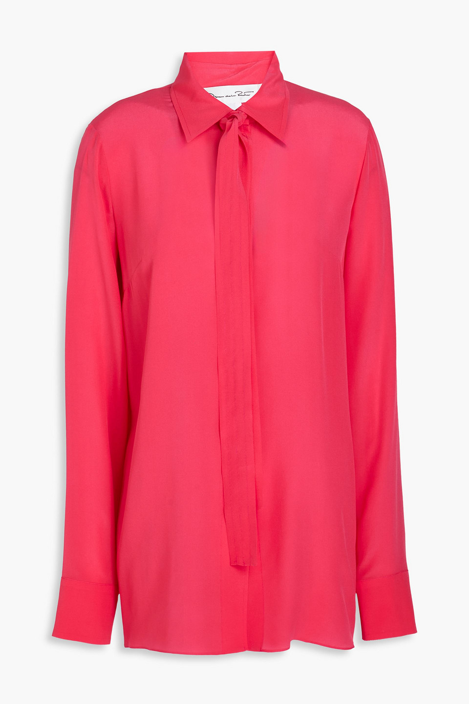 Oscar De La Renta Silk Crepe De Chine Blouse In Coral
