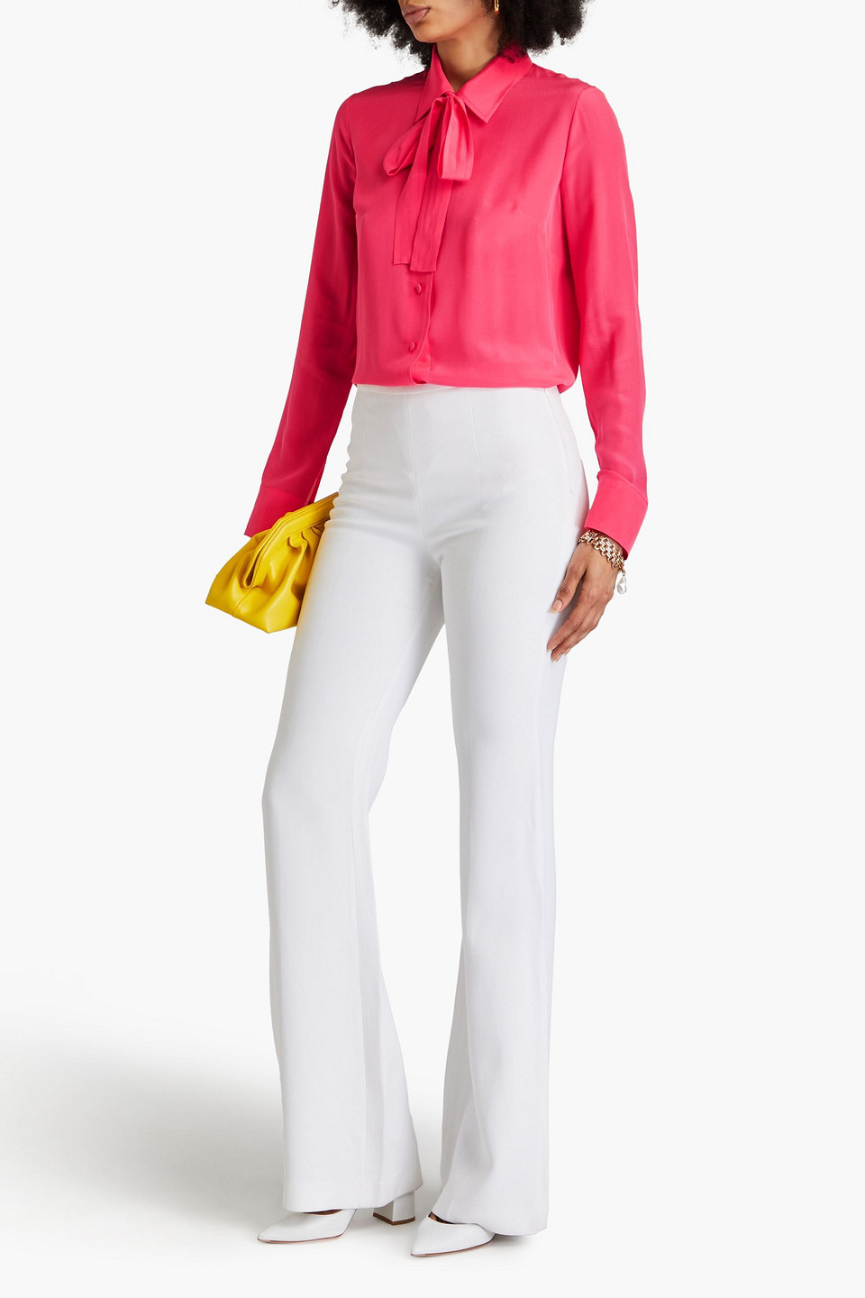 Shop Oscar De La Renta Silk Crepe De Chine Blouse In Coral