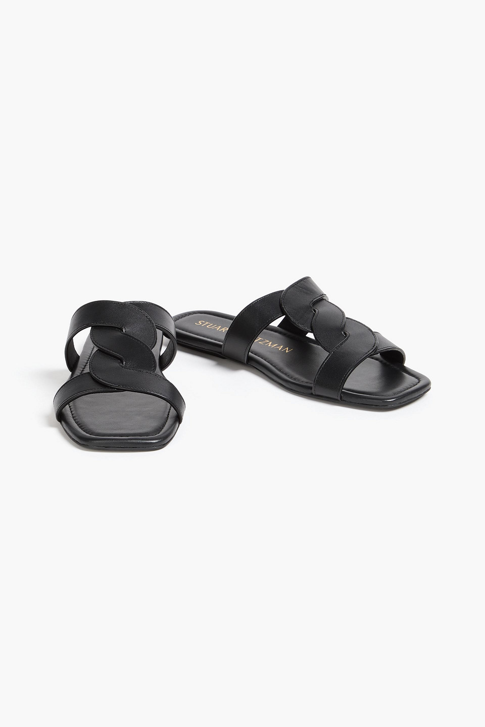  Stuart Weitzman - Ibiza Twisted Leather Sandals - Black - Us 6 