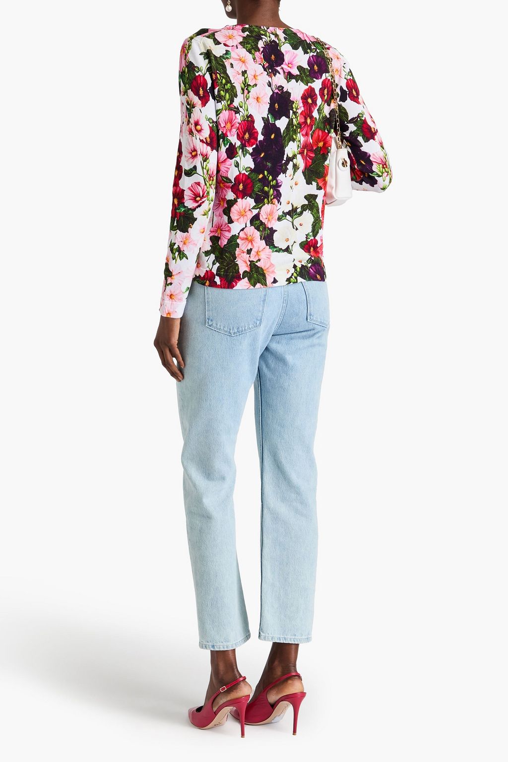 OSCAR DE LA RENTA Floral-print cotton-blend cardigan