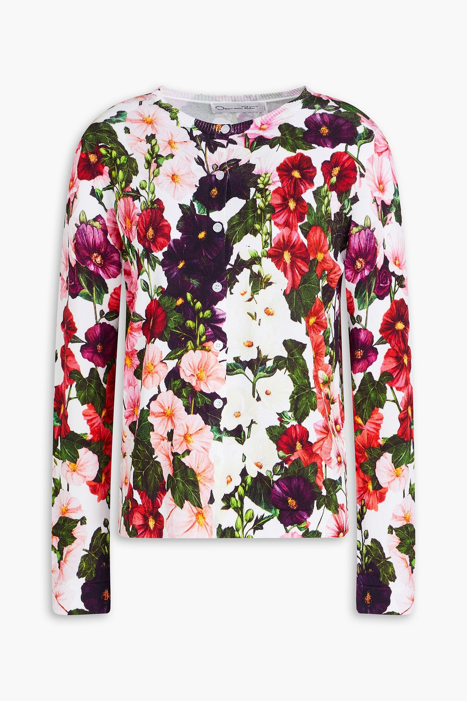Floral-print cotton-blend cardigan