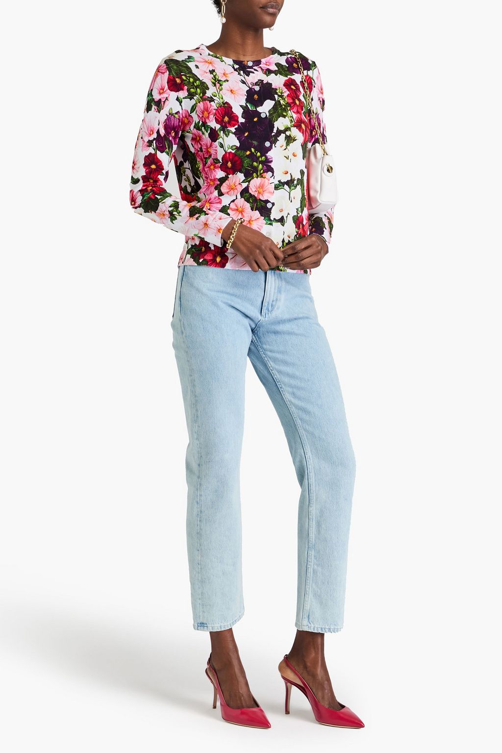 OSCAR DE LA RENTA Floral-print cotton-blend cardigan