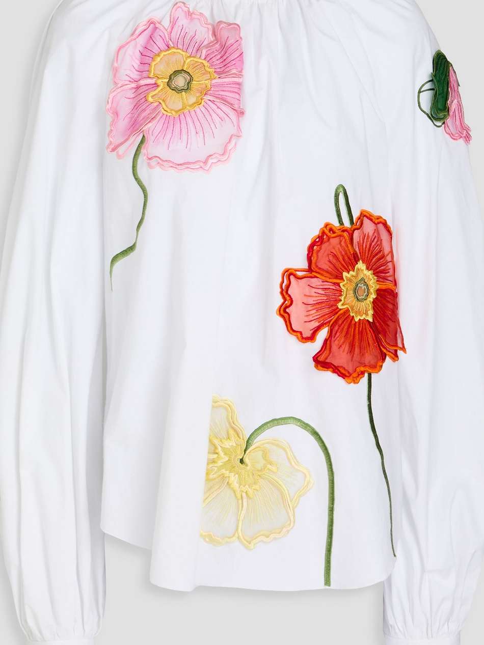 embroidered cotton-blend poplin blouse