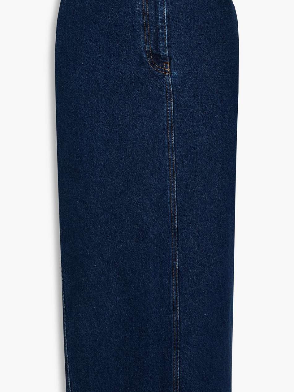 button-embellished denim midi skirt