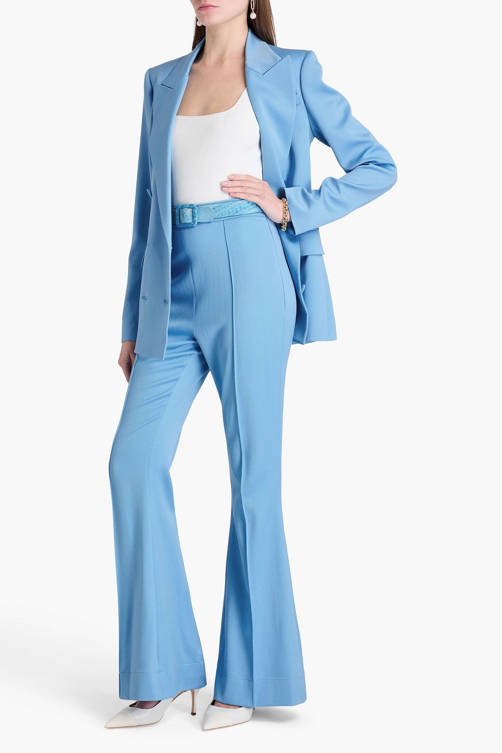 OSCAR DE LA RENTA Wool-twill flared pants