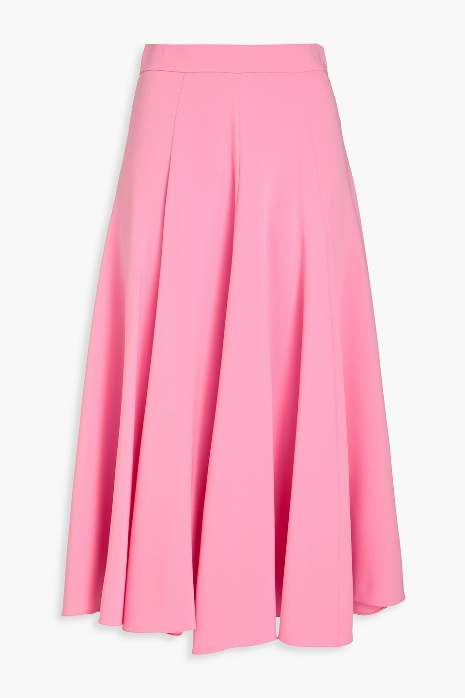 Oscar De La Renta Flared Silk-blend Crepe Midi Skirt In Bubblegum